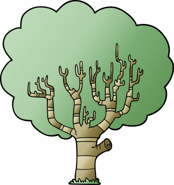 Bir insan tarafından çizilmiş çizgi film ağacı.