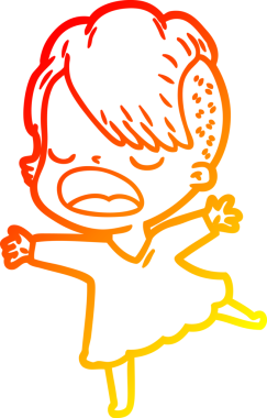 Bir insan tarafından çizilmiş havalı bir hippi kızın sıcak çizgi çizimi.