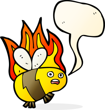 Bir insan tarafından çizilmiş konuşma balonlu çizgi film arısı.