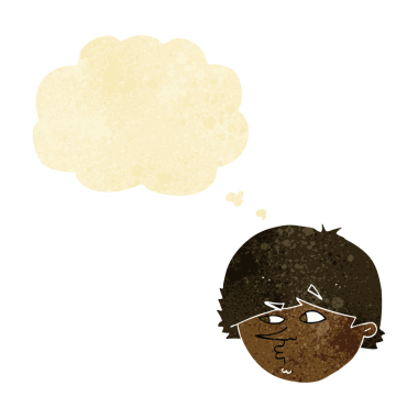 Bir insan tarafından çizilmiş düşünce baloncuğu olan şüpheli bir adam.