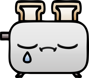 Bir insan tarafından çizilmiş tost makinesinin gölgelenmiş karikatürü.