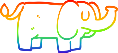 Gökkuşağı gradyan çizgi çizimi Bir insan tarafından çizilmiş komik fil