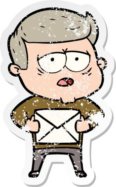 Bir insan tarafından çizilmiş yorgun bir çizgi filmin sıkıntılı çıkartması.