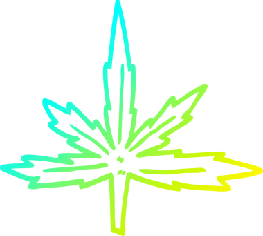 Bir insan tarafından çizilen marihuana yaprağının soğuk gradyan çizgisi.