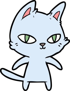 Bir insan tarafından çizilmiş çizgi film kedisi.