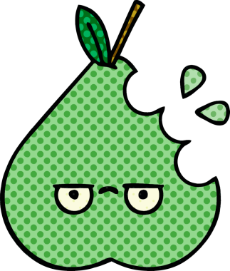 bir insan tarafından çizilmiş yeşil bir armut çizgi romanı