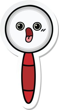 Bir insan tarafından çizilmiş şirin bir çizgi film büyütecinin çıkartması.