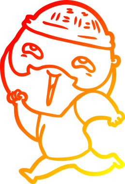 Bir insan tarafından çizilmiş mutlu sakallı bir adamın çizgi çizimi.