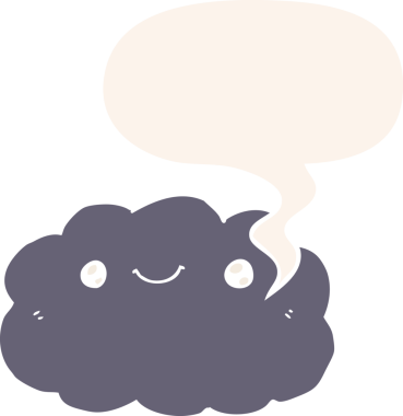 bir insan tarafından çizilmiş retro tarzı konuşma baloncuklu çizgi film bulutu