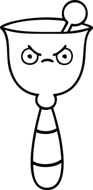 Bir insan tarafından çizilmiş okul çanının çizgi çizimi.