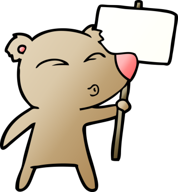 Bir insan tarafından çizilmiş protestolu çizgi film karakteri.