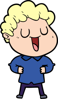 Bir insan tarafından çizilmiş gülen karikatür adam.