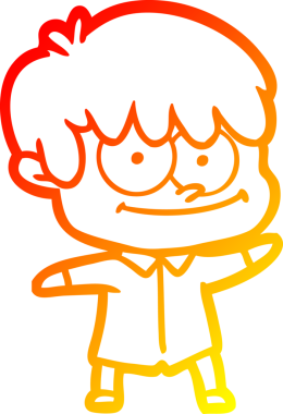 Bir insan tarafından çizilmiş mutlu bir çizgi film karakteri çizimi.