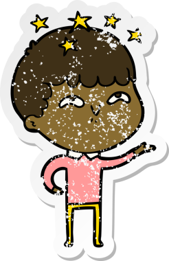 Bir çizgi filmin sıkıntılı çıkartması Bir insan tarafından çizilmiş hayret verici bir çocuk