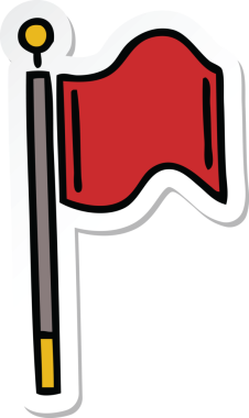 Bir insan tarafından çizilmiş şirin bir kırmızı bayrağın çıkartması.