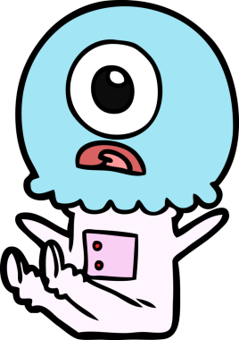 Çizgi film Tepegöz uzaylı uzay adamı bir insan tarafından çizildi.