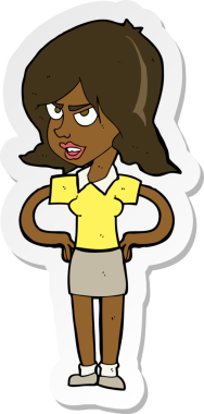 Bir insan tarafından çizilmiş, elleri kalçasında, sinir bozucu bir kadının çıkartması.