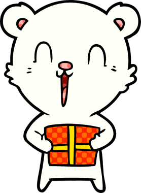 Bir insan tarafından çizilmiş mutlu kutup ayısı karikatürü