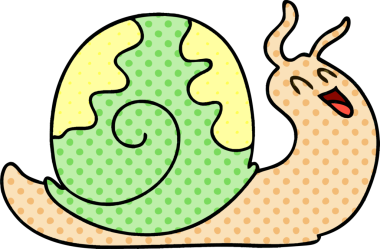 Bir insan tarafından çizilmiş çizgi roman tarzı tuhaf bir salyangoz.