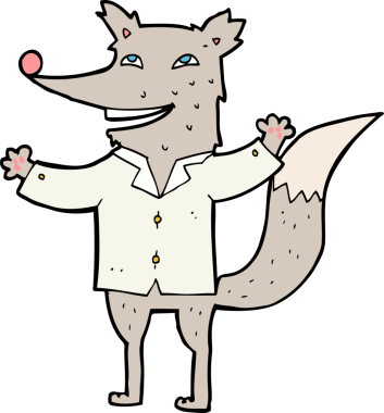 Bir insan tarafından çizilmiş mutlu kurt tişörtü.