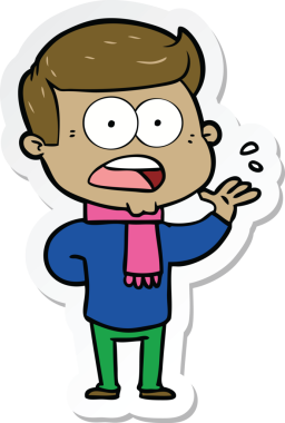 Bir insan tarafından çizilmiş bir karikatür çıkartması.