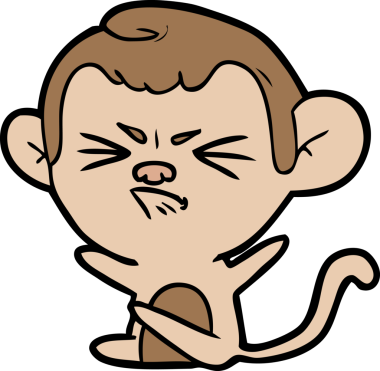 Bir insan tarafından çizilmiş kızgın maymun çizgi filmi.