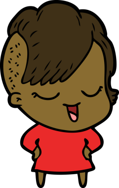 Bir insan tarafından çizilmiş mutlu çizgi film kızı.