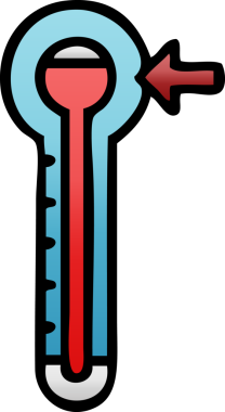 Bir insan tarafından çizilen cam termometrenin gölgelendirilmiş gradyanı