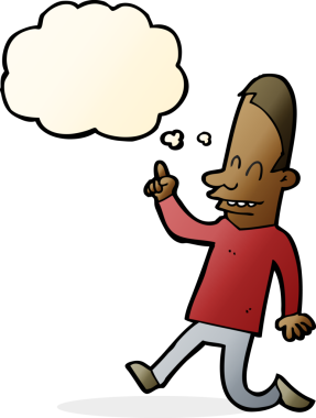 çizgi film mutlu adam bir insan tarafından çizilen düşünce baloncuğu ile işaret