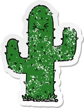 Bir insan tarafından çizilmiş bir kaktüsün sıkıntılı çıkartması.