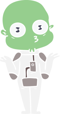 Bir insan tarafından çizilmiş kafası karışık, kel bir uzaylı.