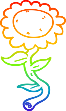 gökkuşağı gradyan çizgi çizimi bir insan tarafından çizilmiş ayçiçeği karikatürü