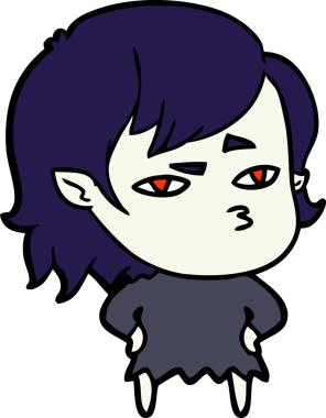 Bir insan tarafından çizilmiş vampir kız çizgi filmi.