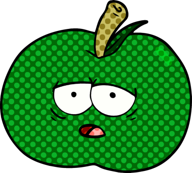 bir insan tarafından çizilmiş elma karikatürü