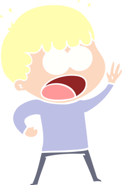 Düz renkli çizgi film bir insan tarafından çizilmiş.