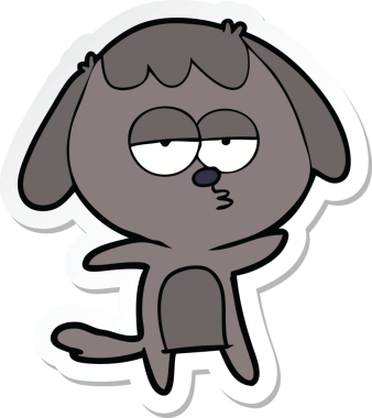 Bir insan tarafından çizilmiş sıkılan bir köpeğin çıkartması.