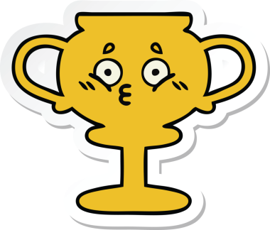 Bir insan tarafından çizilmiş şirin bir karikatür kupasının çıkartması.