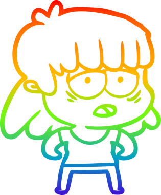 gökkuşağı gradyan çizgi çizimi bir insan tarafından çizilmiş yorgun bir kadın