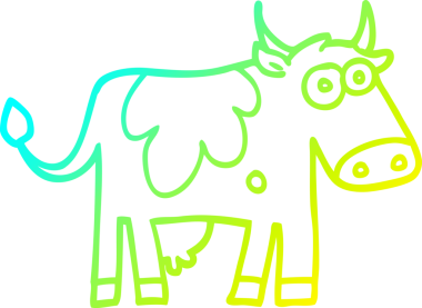 Bir insan tarafından çizilmiş bir çiftlik ineğinin soğuk gradyan çizimi