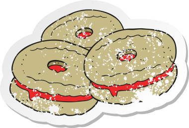 Bir insan tarafından çizilmiş karikatür bisküvilerinin geriletilmiş yapıştırması.