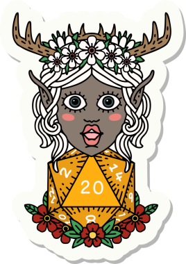 Bir insan tarafından çizilmiş bir Elf Druid karakterinin çıkartması.