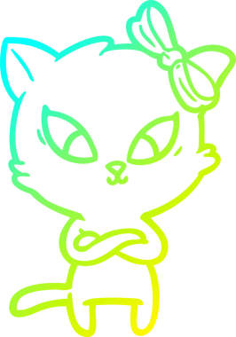 Bir insan tarafından çizilen çizgi film kedisinin soğuk gradyan çizgisi.