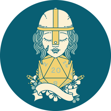 Retro Dövme Tarzı İnsan Dövüşçüsü Bir insan tarafından çizilmiş 20 zar atışıyla