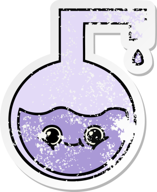 Bir insan tarafından çizilmiş sevimli bir karikatür bilim deneyinin sıkıntılı çıkartması.