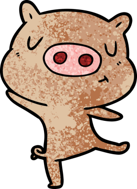 Bir insan tarafından çizilmiş domuz dansı.