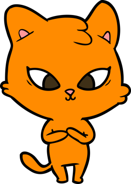 Bir insan tarafından çizilmiş sevimli çizgi film kedisi.