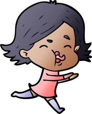 Bir insan tarafından çizilen karikatür kızı.