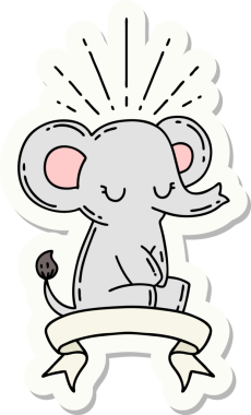 Bir insan tarafından çizilmiş dövme stili şirin bir fil.