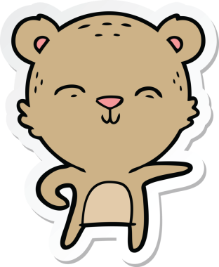 Bir insan tarafından çizilmiş mutlu çizgi film ayısının çıkartması.