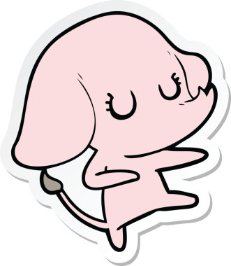 Bir insan tarafından çizilmiş şirin bir fil çıkartması.